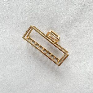 Golden Hollow Rectangle Metal Hair Claw